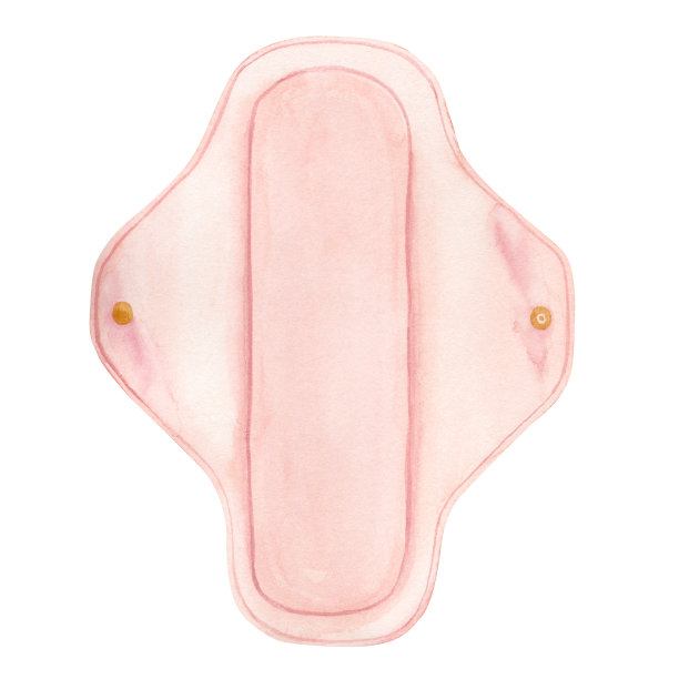 粉色清洁卫生可重复使用的卫生巾。女性个人卫生用品。零废物处理。女性经期用品，月经期女性卫生用品。水彩插图。孤立。图片下载