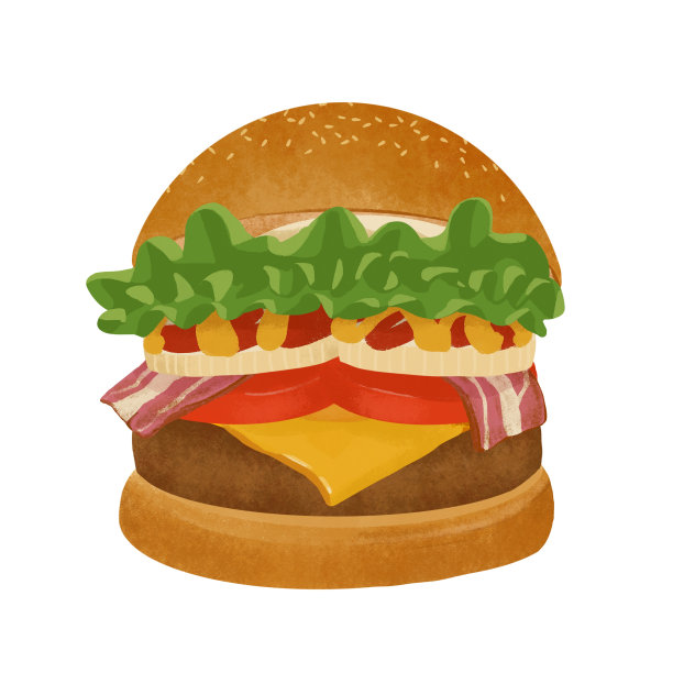 一个看起来很美味的美国汉堡包的插图材料。图片下载