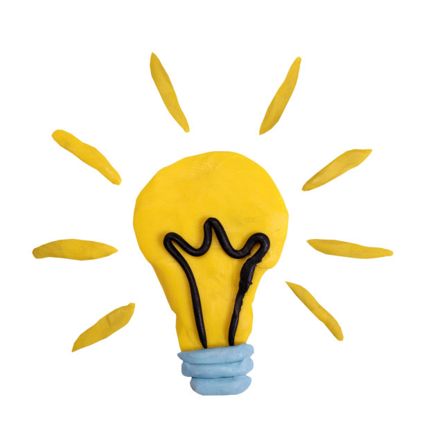 橡皮泥灯泡隔离白底，节能理念图片下载