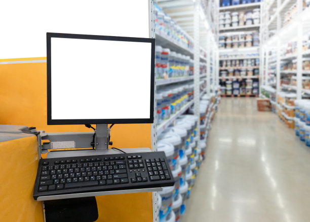 家居装饰部货架上设计的彩色样品和模糊的彩色房屋丙烯漆的空白展示图片下载