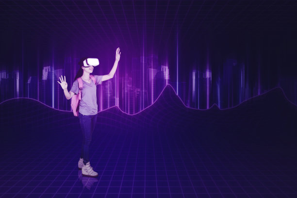 戴着VR头显的女学生图片下载