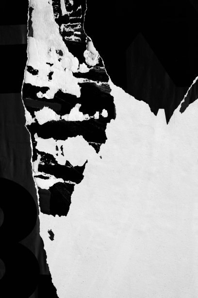 空白、白色、黑色、旧的撕开、撕破的纸、皱巴巴的海报、杂色的纹理、背景、海报、库存照片图片下载