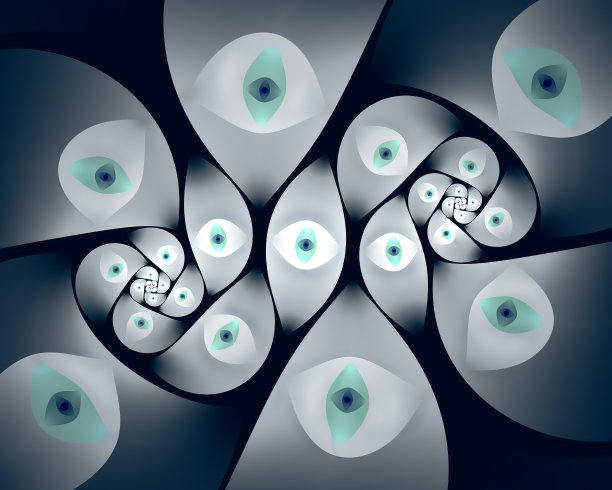 抽象的分形艺术背景，暗示无限重复的眼睛在眼睛。图片下载