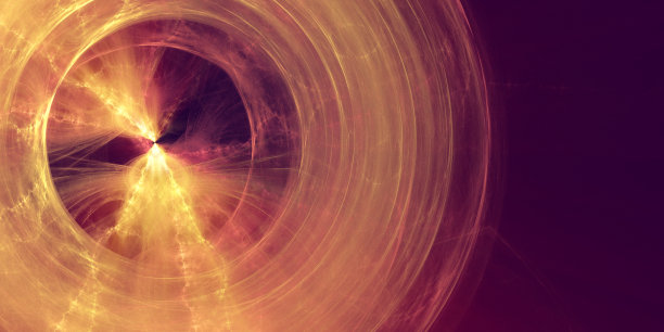 抽象的分形艺术背景，一个发光的圆盘，这可能暗示一个火热的门户到另一个维度。图片下载