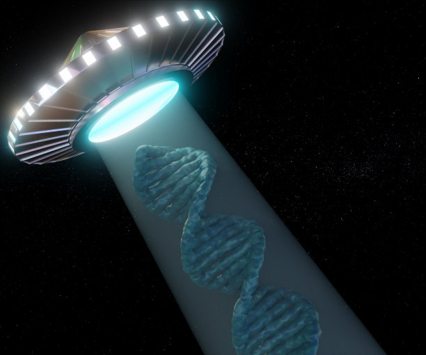 一个不明飞行物或不明飞行物正在发射DNA链图片下载