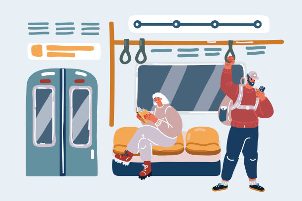 地铁里的人的矢量插图图片下载