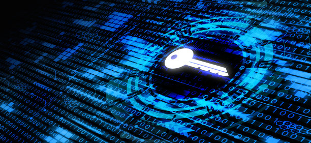 钥匙图标代表数字安全、解锁技术或商业机会。技术背景图片下载