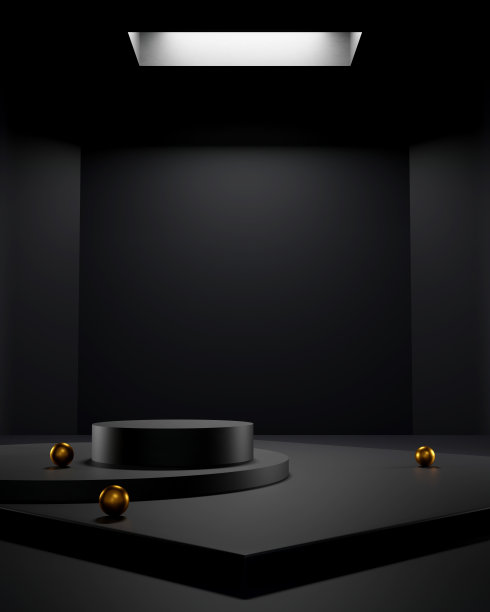 空的抽象的工业混凝土内部。混凝土地板和暗室。三维演示图片下载