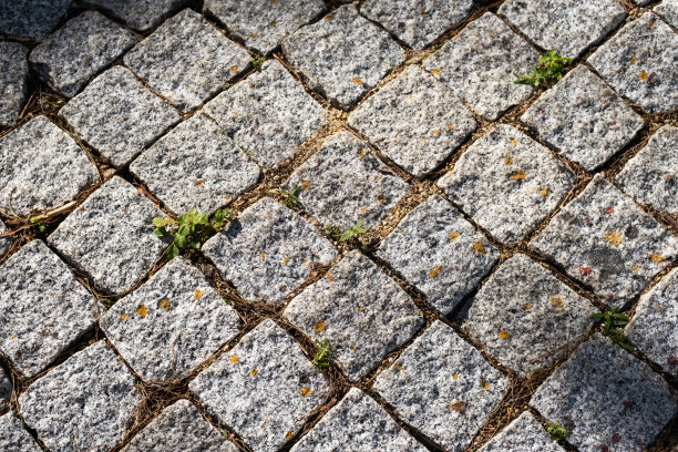 石质路面。鹅卵石石路面纹理。图片下载