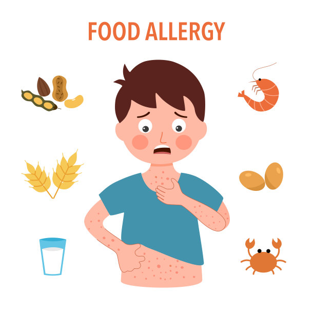 儿童食物过敏概念矢量插图在白色背景。图片下载