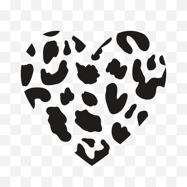 野生心脏矢量剪影豹动物打印图片下载