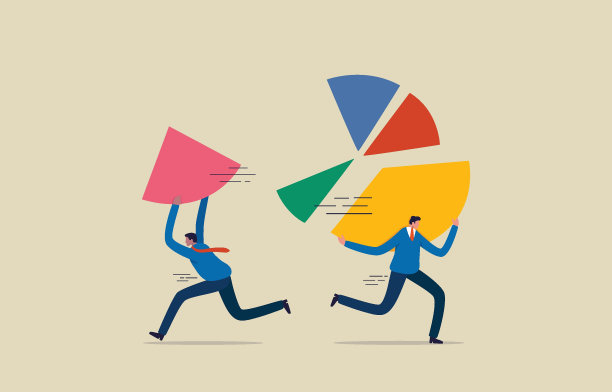 市场份额。总收入或总销售额的百分比。商人窃取市场份额。插图图片下载