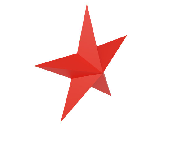 红色体积星。3 d渲染。图片下载