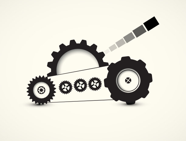 机器技术齿轮。复古的齿轮机构背景图片下载