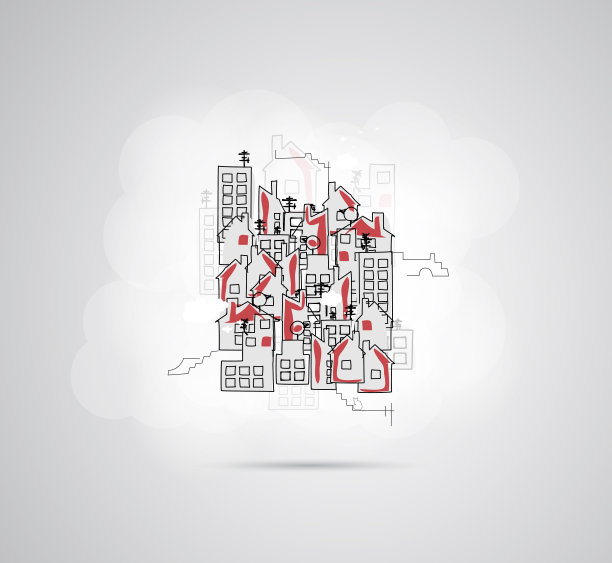 房地产城市电路镜商业背景图片下载