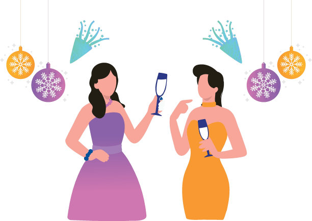 女孩们正在参加新年晚会。图片下载