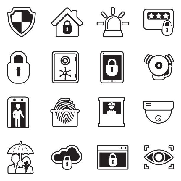 保护和安全图标。线条填充设计。矢量插图。图片下载