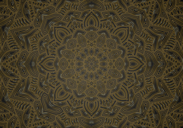豪华装饰曼陀罗设计背景在黄金颜色矢量。矢量伊斯兰背景图片下载