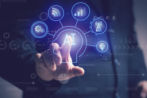 人工智能的概念。Man利用人工智能技术与用户、工业、金融、银行、教育、农业、音乐等各种处理需求进行交互和辅助。图片下载