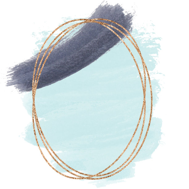 蓝色和黑色的笔触在一个金色的椭圆形框架孤立的白色。文本的抽象背景。设计模板的横幅，卡片，封面，网页，传单，海报。图片下载