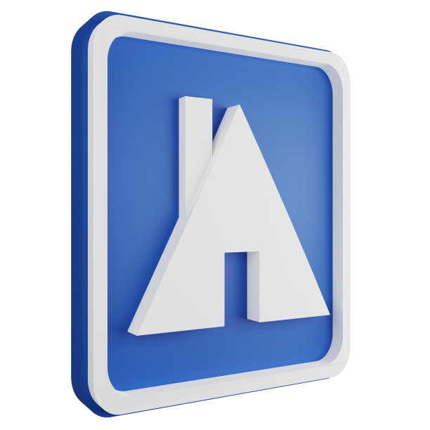 3D渲染旅馆标志图标孤立的白色背景，蓝色信息标志图片下载