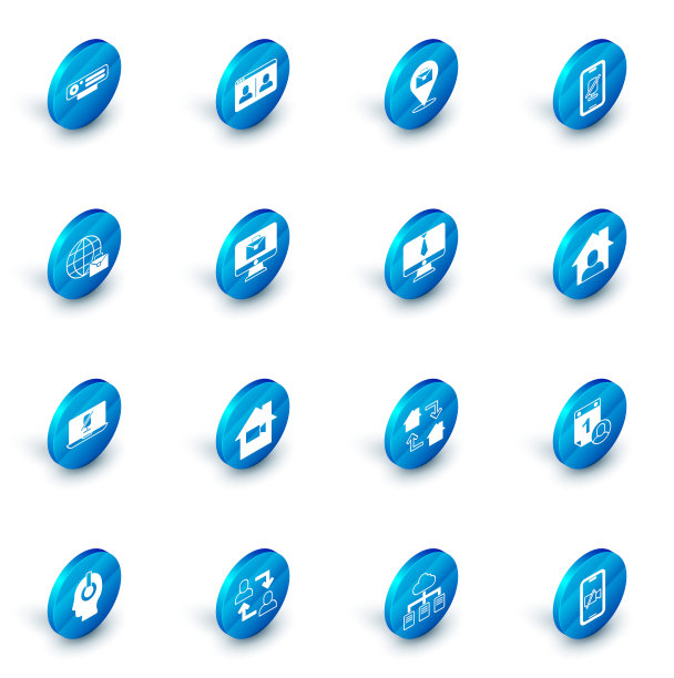 设置视频聊天会议、在线工作、手机静音、笔记本静音、图标静音。向量图片下载