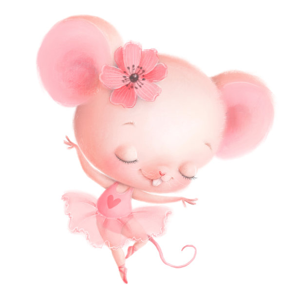 一个可爱的卡通芭蕾舞老鼠的插图。可爱的动物。芭蕾舞的动物。图片下载