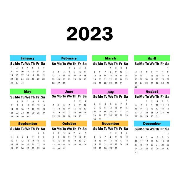 每月的日历。日历赛季2023。矢量插图。图片下载