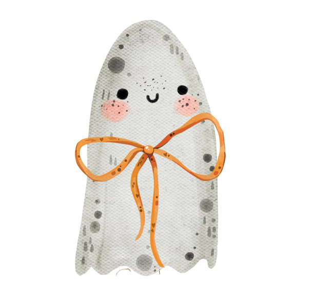 可爱的水彩鬼手绘插图在卡通幼稚的托儿所风格图片下载