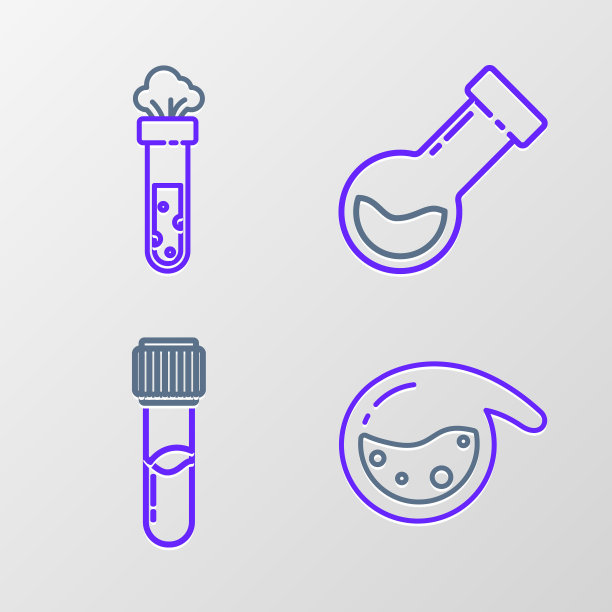 设置试管和烧瓶化学试剂线，和图标。向量图片下载