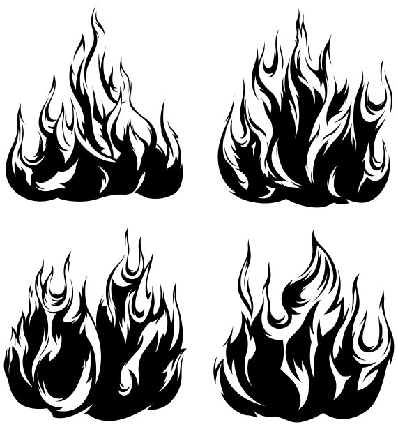 火焰孤立在白色的背景上。部落纹身设计。图片下载