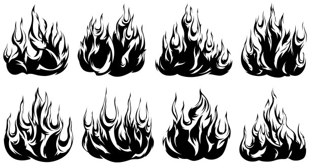 火焰孤立在白色的背景上。部落纹身设计。图片下载