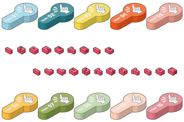 图标集灵感的手势与彩色等距点。上升2图片下载