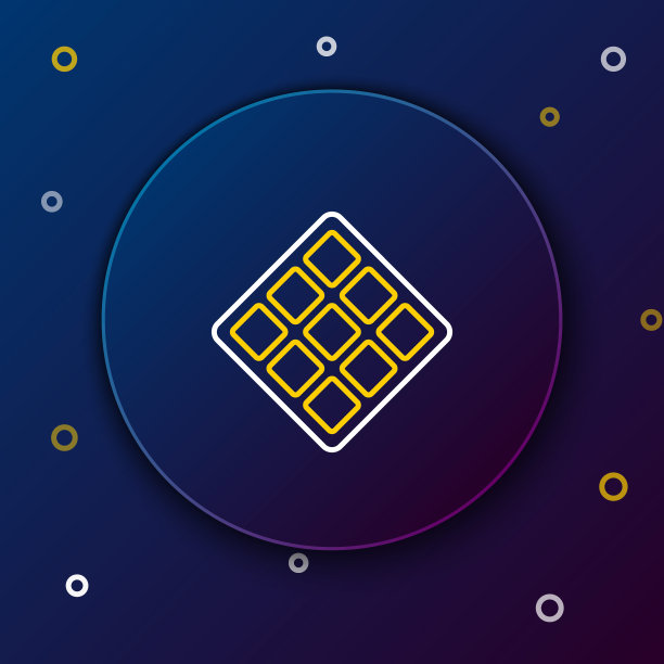 线华夫饼图标隔离在蓝色背景。色彩缤纷的轮廓概念。向量图片下载