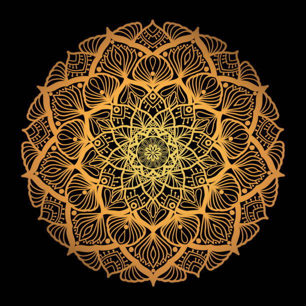 曼陀罗奢华金纹。图片下载