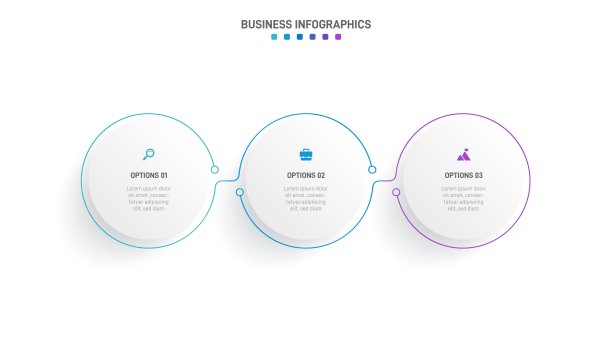 时间线信息图与信息图表。具有3种业务流程的现代表示模板。网站模板白色背景的概念现代设计。横向布局。图片下载