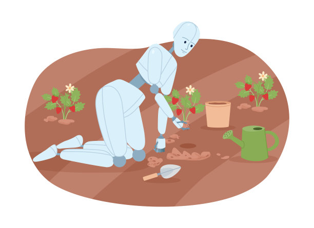 人工智能在园艺平面概念矢量点插图图片下载