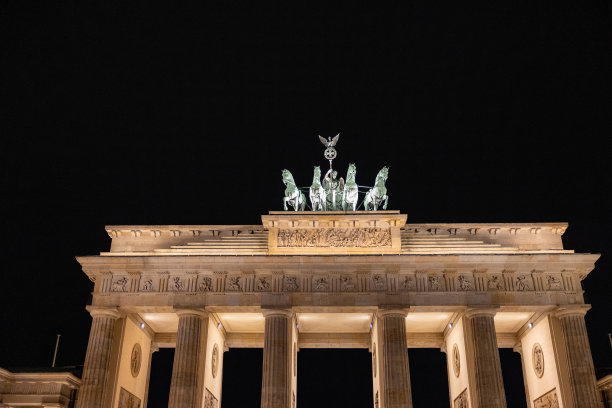 勃兰登堡门，柏林夜景，德国摄影，探索城市。图片下载