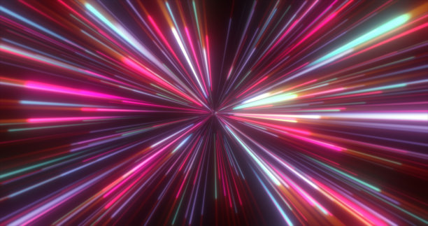 摘要隧道中五彩发光的明亮霓虹激光能量束线的抽象背景图片下载