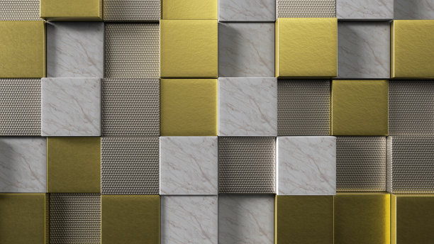 3d黄金和大理石立方体背景透视视图。3d渲染插图。图片下载