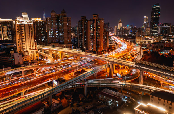 上海市中心天目共和新路立交桥夜景图片下载