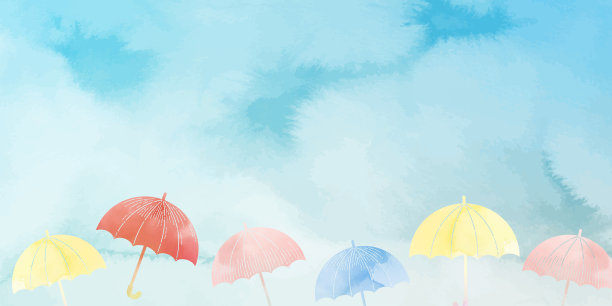 水彩风格的彩色伞背景插图在一个雨天图片下载