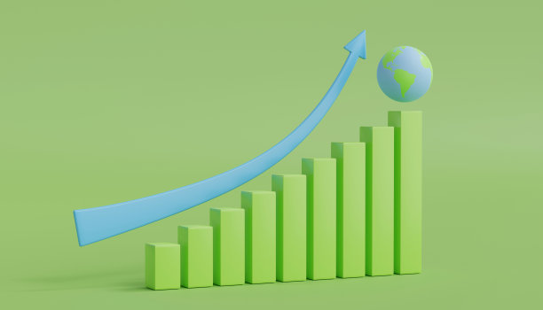 3d绿色业务增长图概念，用于绿色背景下可持续和道德业务的ESG环境，社会和治理图片下载