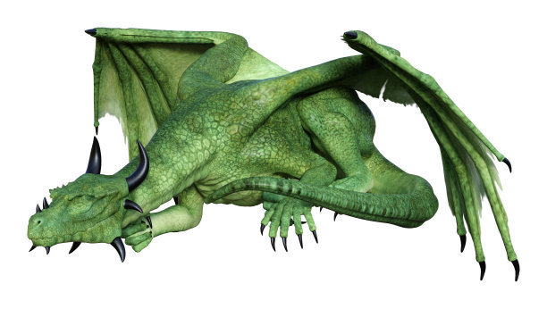 3D渲染童话龙在白色图片下载