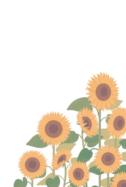 复古风格的背景插图，一排排的向日葵图片下载