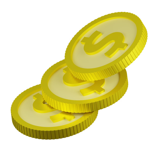 3D渲染的散落的金币与标志的美元。象征成功、财富、收入。现实的插图孤立在白色背景图片下载