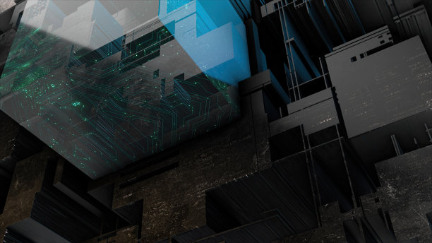 数字立方体处理信息在网络空间，人工智能硬件概念背景图像图片下载