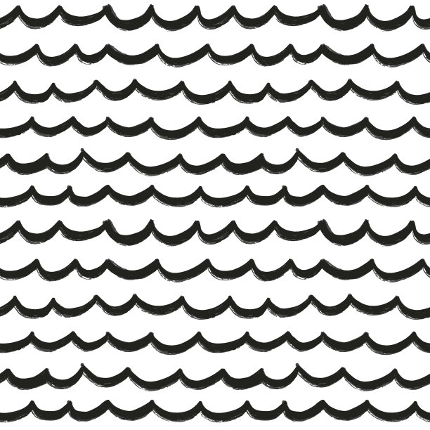 手绘垃圾墨水纹理刷笔触波无缝图案背景。现代潮流的矢量装饰与波浪线。抽象的大海背景，壁纸打印。简单的黑白抽象重复图片下载