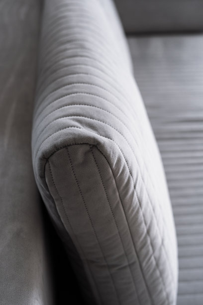 新的现代沙发，舒适的靠背和灰色的软垫在商店图片下载