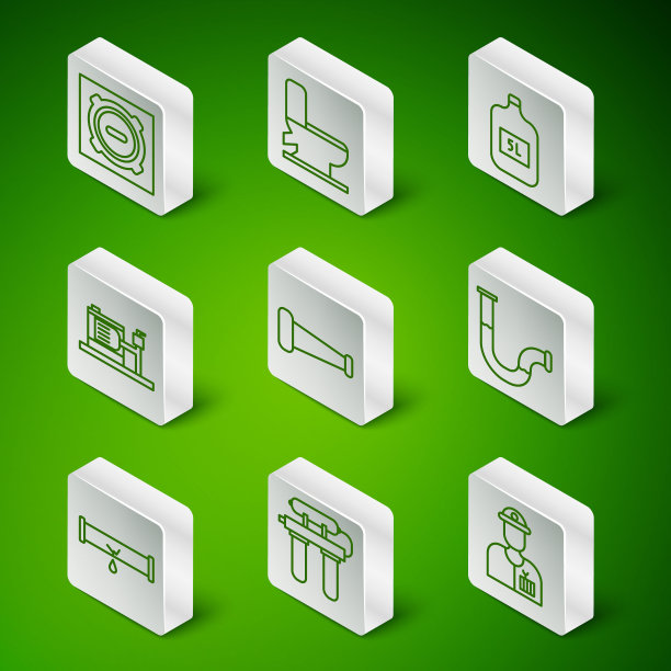 水管工，滤水器，井盖，工业金属管，电动水泵，抽水马桶，破损漏水。向量图片下载